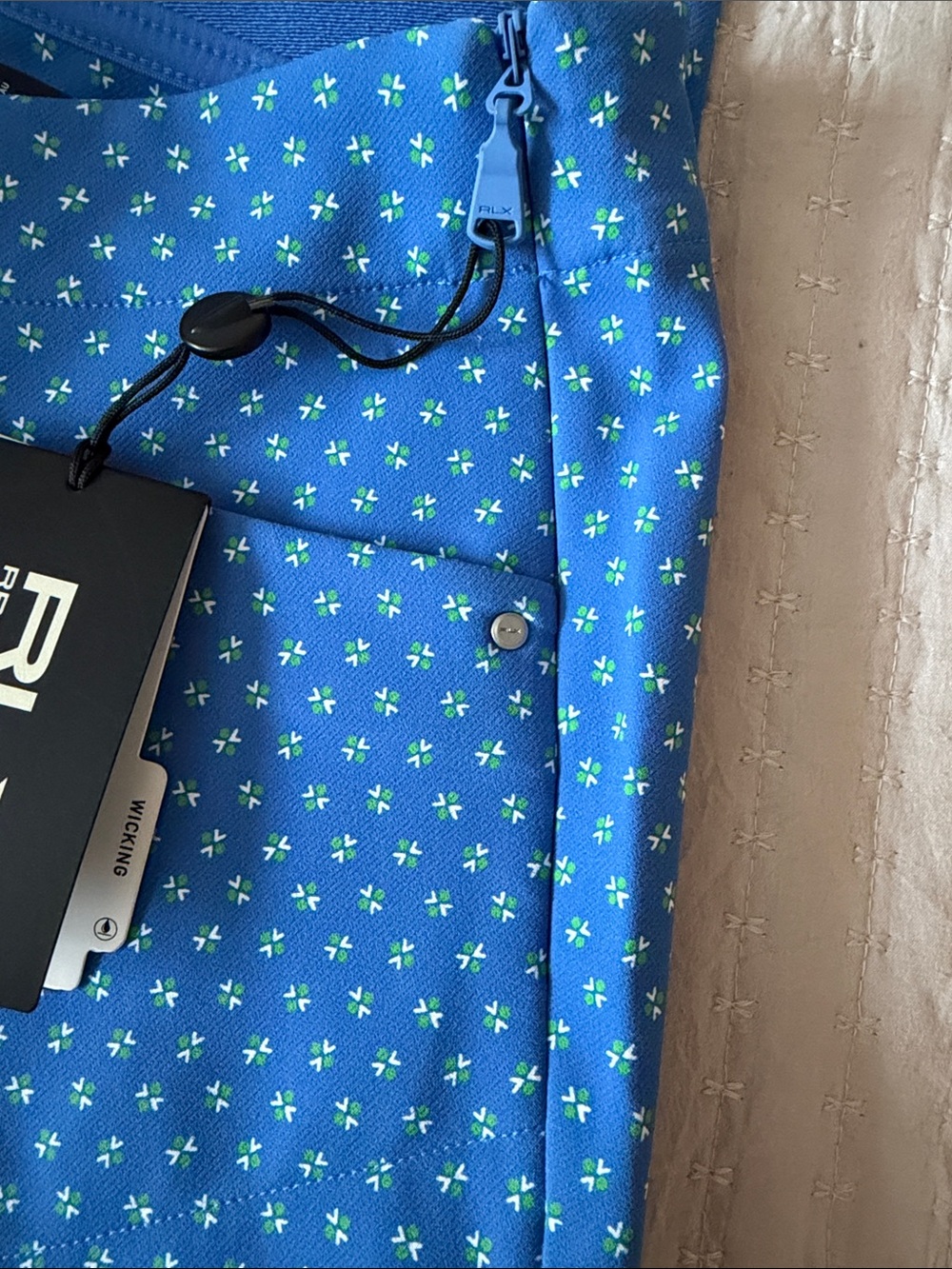 RLX Ralph Lauren Golf/Sports Blue Straight Leg Pants w/ Green/White Pattern 2 - Picture 10 of 10